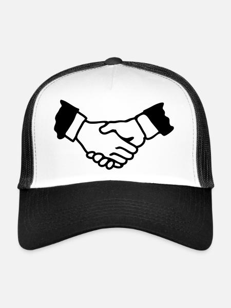 Poignée de main - Line - Casquette trucker  - blanc/noir - Devant