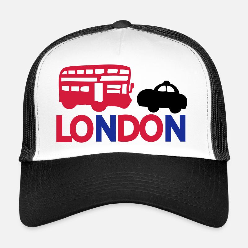 LONDON BLACK CAP ROUGE & BUS Casquette trucker 