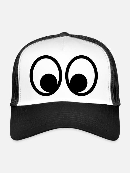 Yeux - Casquette trucker  - blanc/noir - Devant