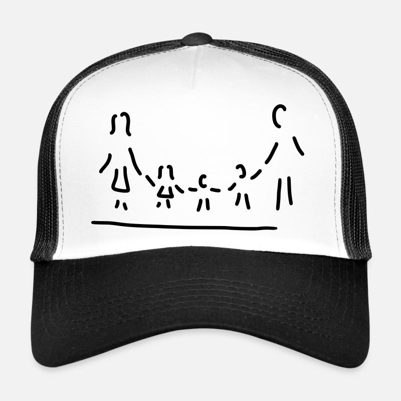 familie mutter vater drei kinder - Trucker Cap - Weiß/Schwarz