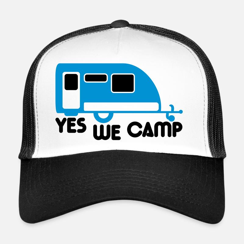 Wohnwagen Anhänger Yes we camp Symbol Logo - Trucker Cap - Weiß/Schwarz