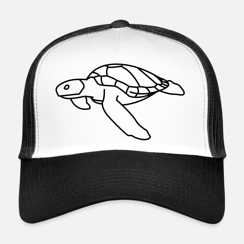 Tortue de mer - Casquette trucker  - blanc/noir