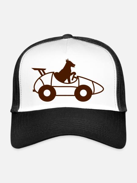 Dog Car Driving Race Autosport Racing Car - Trucker Cap - white/black - Front