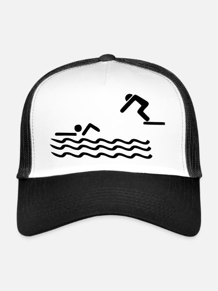 Natation, nageur - Casquette trucker  - blanc/noir - Devant