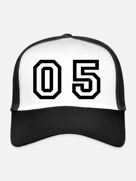 number - 05 - zero five - Trucker Cap - white/black - Front