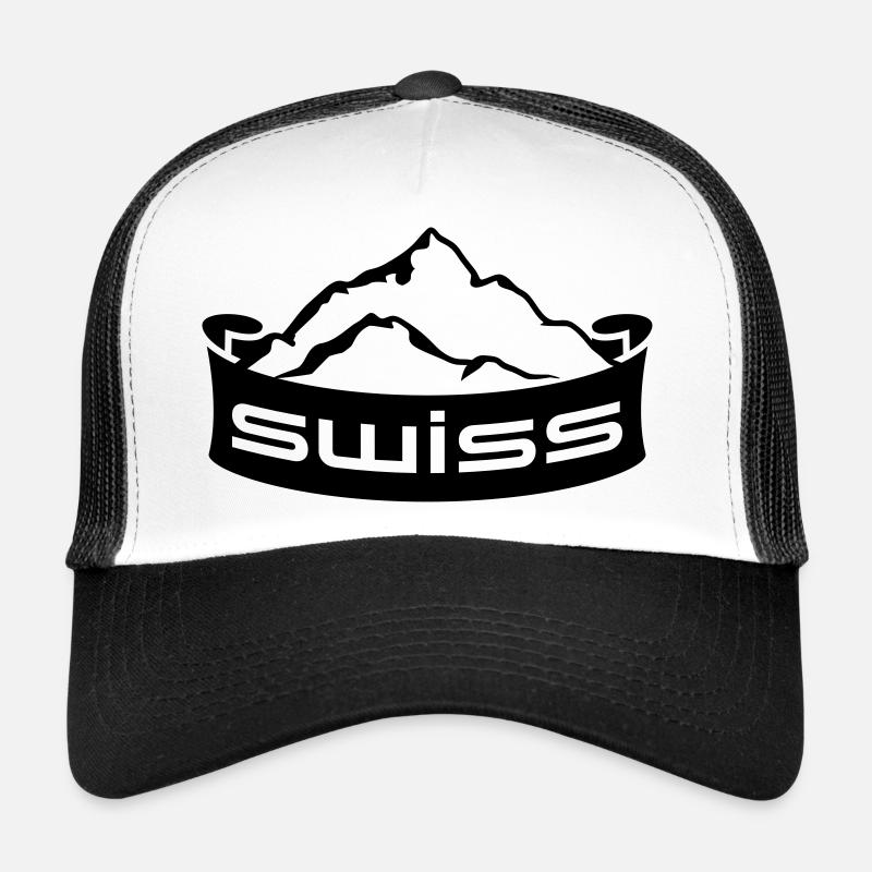 Swiss Mountain Banner Logo - Trucker Cap - white/black