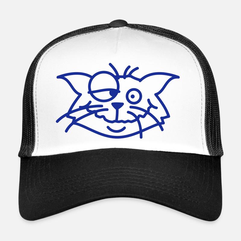 Confused Cat Squints Funny Crazy Grimace Trucker Cap