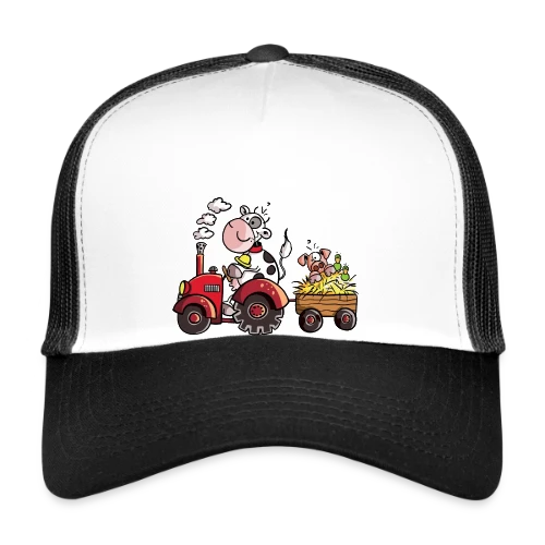 La Vache au Volant, le Cochon à Bord - T-shirt Agricole Fun - Casquette trucker