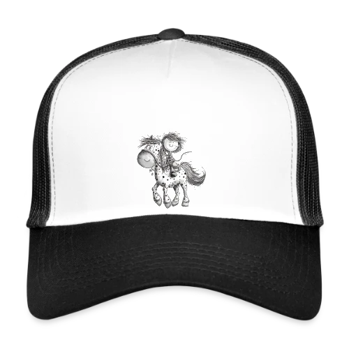 Cheval et cavalier rigolos - Dessin animé - Casquette trucker