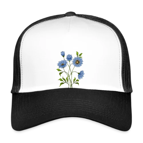 Éclat Floral Bleu - Casquette trucker