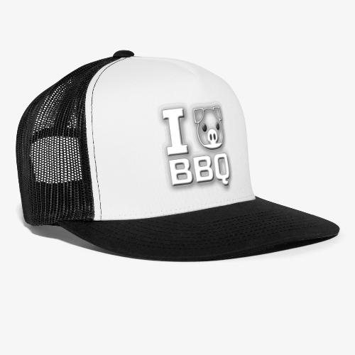 I love BBQ BW - NasQ BBQ - Trucker Cap