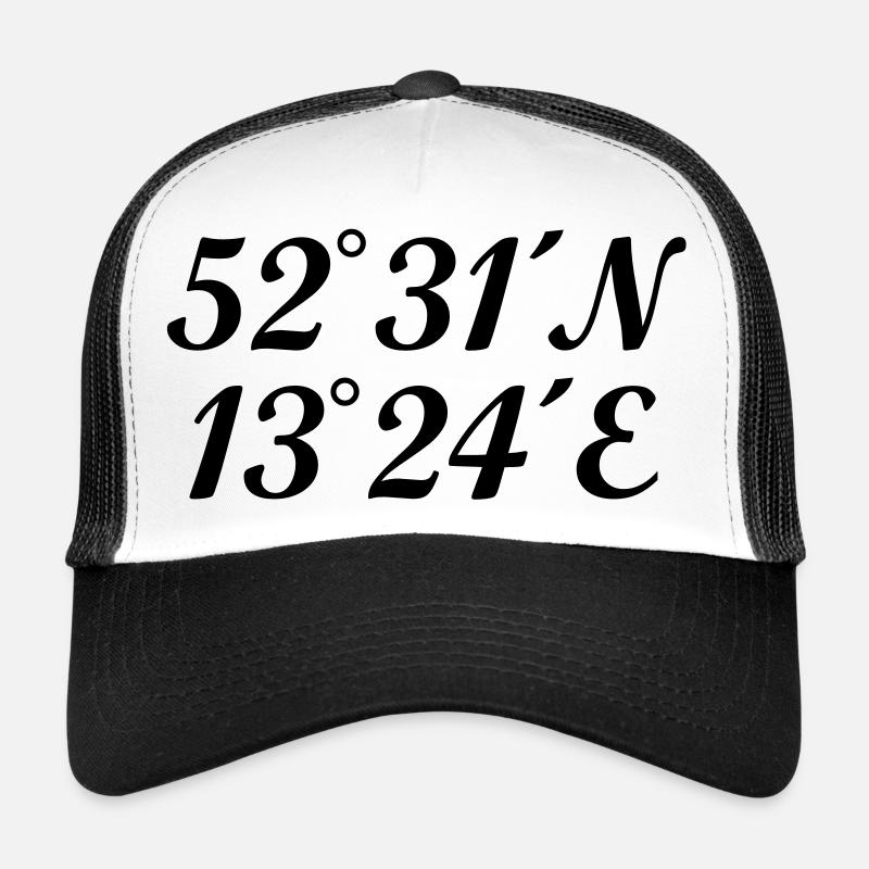 Berliner Koordinaten Berlin - Trucker Cap - Weiß/Schwarz