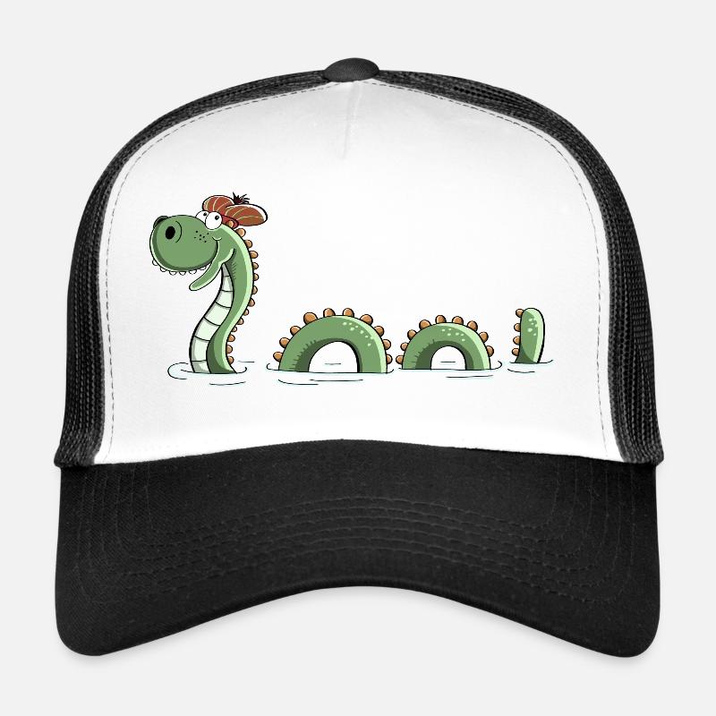 Nessie Seeungeheuer In Schottland - Comic - Fun - Trucker Cap - Weiß/Schwarz