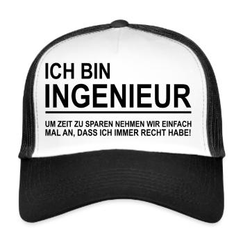 Ich Bin Ingenieur - Trucker Cap - Weiß/Schwarz - Vorne