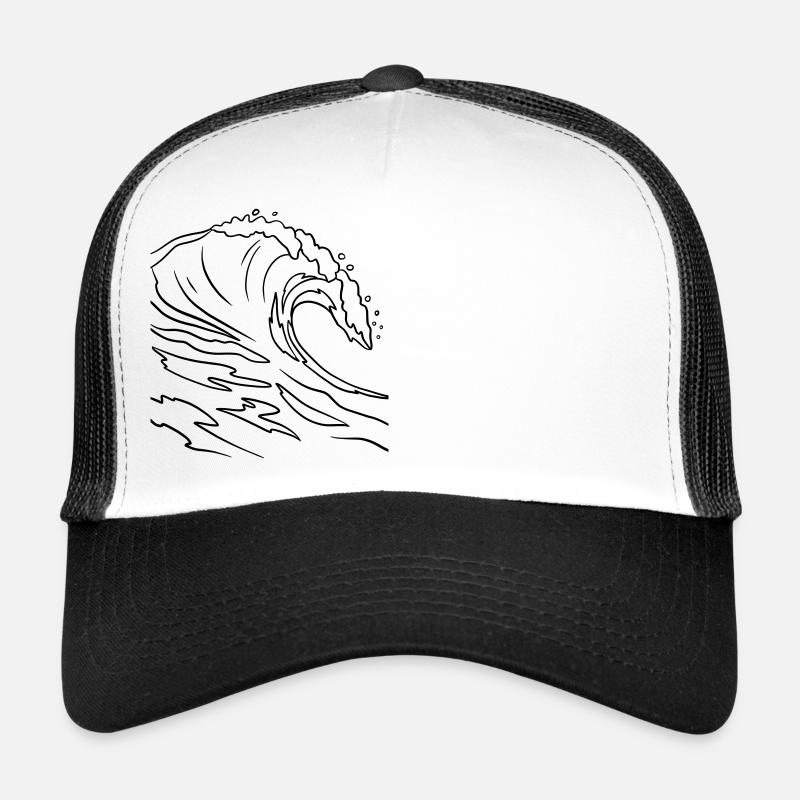 A wave vector black Trucker Cap