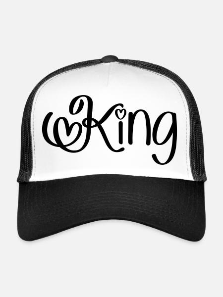 King avec coeur - Casquette trucker  - blanc/noir - Devant