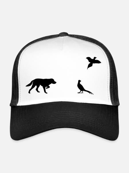 Vorstehhund & Fasane Silhouette - Trucker Cap - Weiß/Schwarz