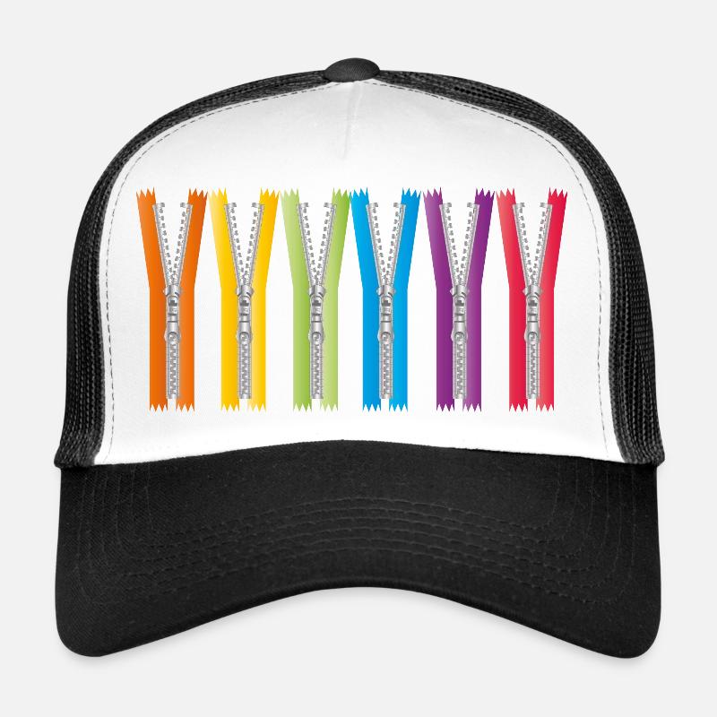 fermetures à glissière ouvertes avec des rubans colorés Casquette trucker 