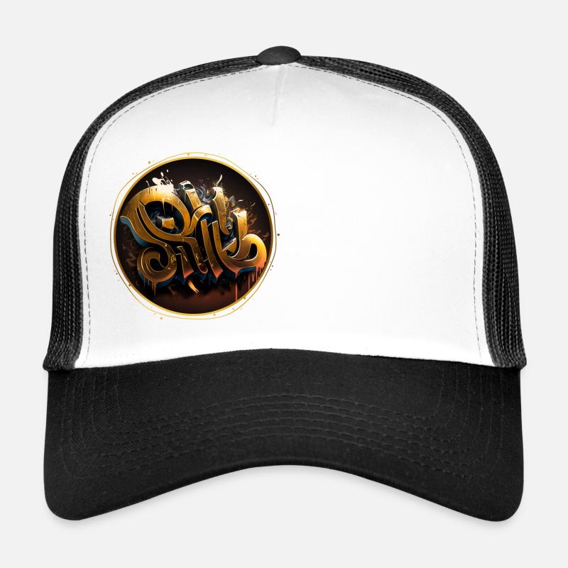 Gold Graffiti Theme 3 - Trucker Cap - white/black