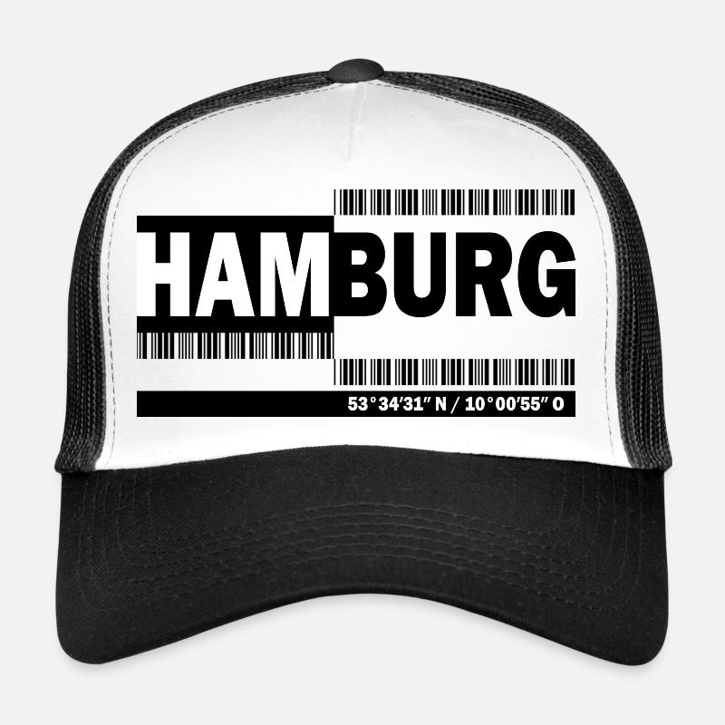 HAMBOURG - code-barres - Casquette trucker - blanc/noir