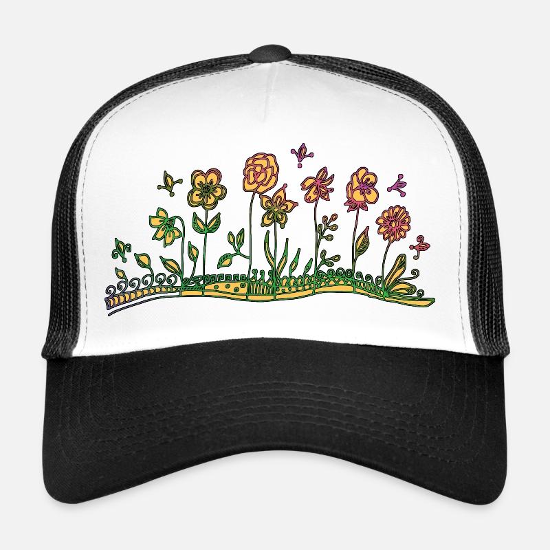 Blumen - Trucker Cap - Weiß/Schwarz