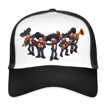 Bande de dessin animé Mariachi - Casquette trucker  - blanc/noir - Devant