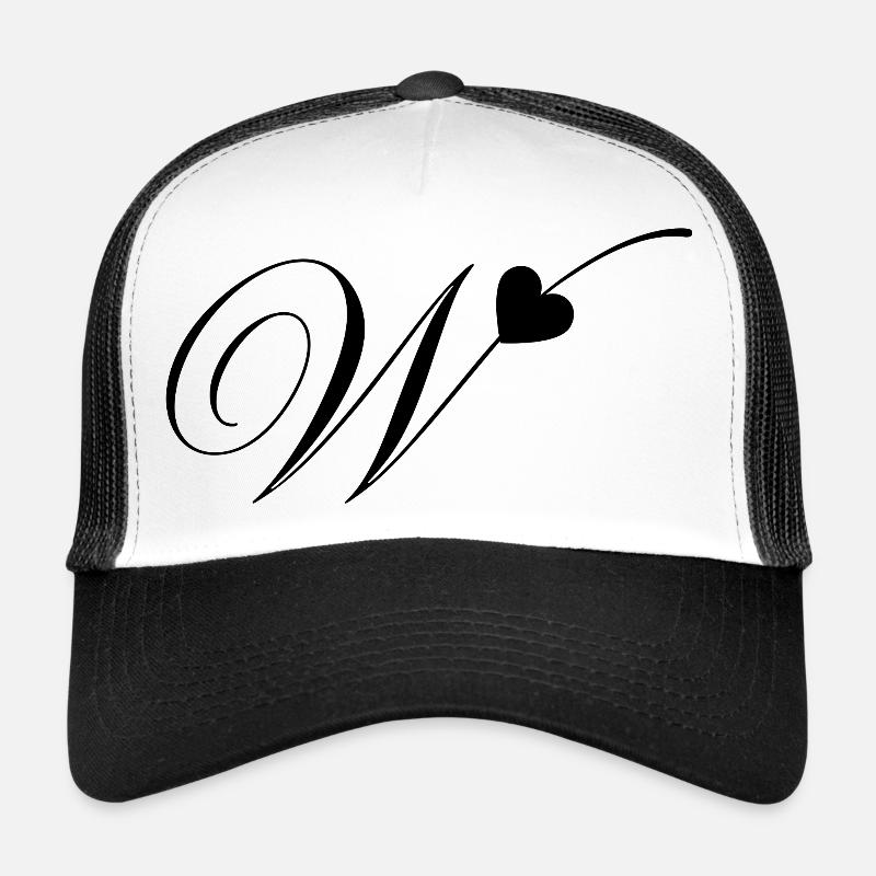 Buchstabe w Herz Kalligraphie Trucker Cap