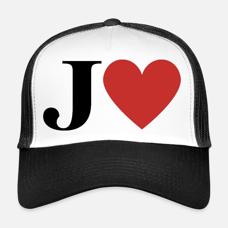 Letter j red heart Trucker Cap