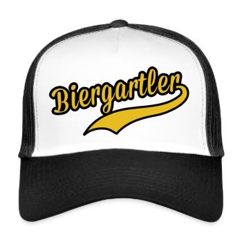 Biergartler - Biergarten - Hopfen - Trucker Cap - Weiß/Schwarz - Vorne