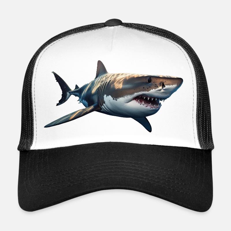 Great white shark - Trucker Cap - white/black