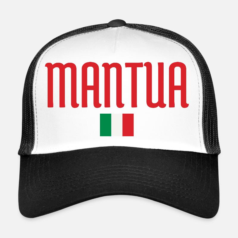 Mantua-Italian Flag Inspired Bold Typography - Trucker Cap - white/black
