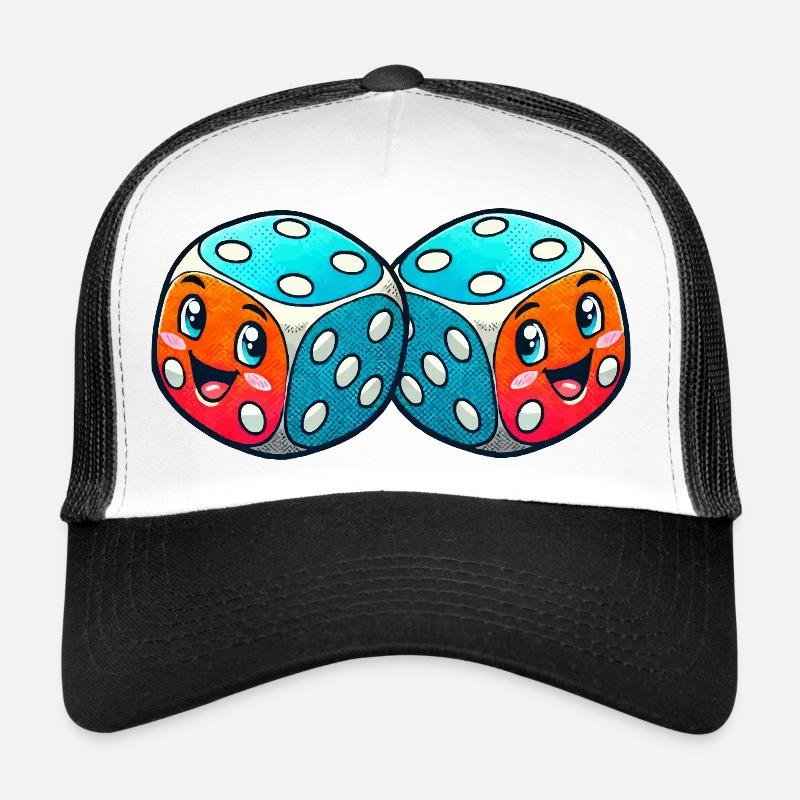 Würfel Comic - Trucker Cap - Weiß/Schwarz