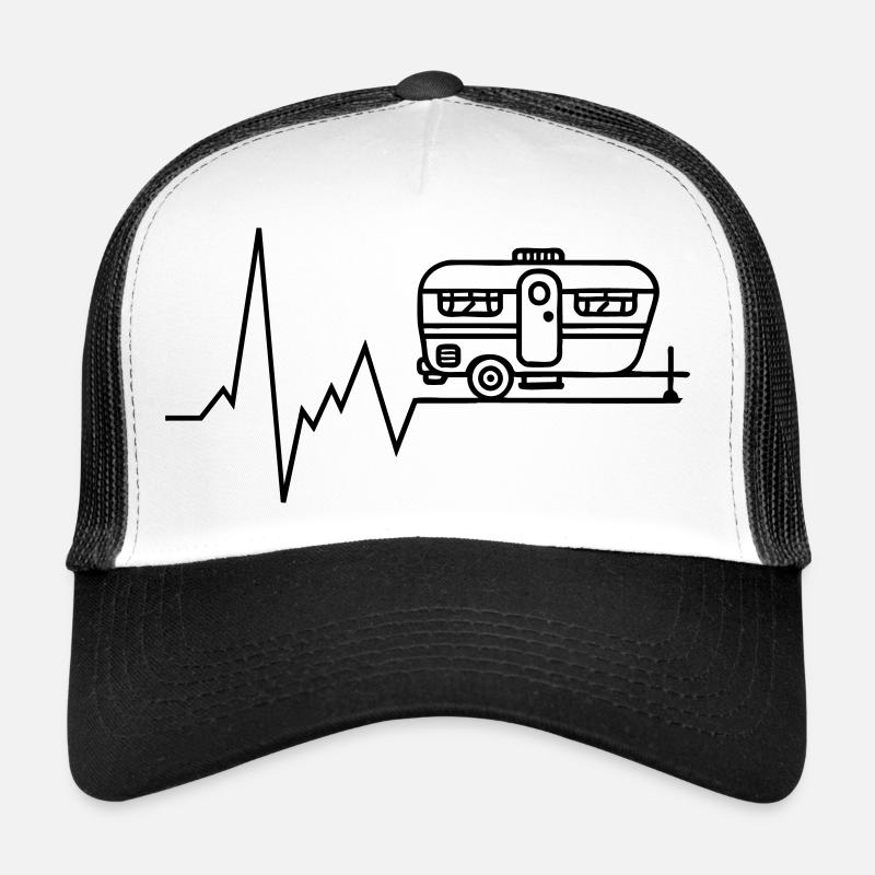 herzschlag wohnwagen camping urlaub - Trucker Cap - Weiß/Schwarz