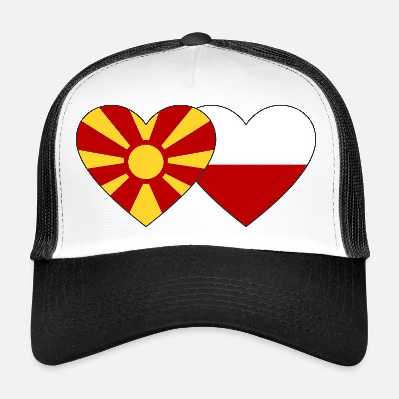 Macédoine Pologne Drapeau Coeur Casquette trucker 