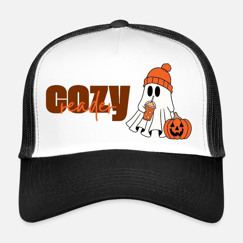 Cozy Reader Halloween Ghost mit Kürbis und Mütze Trucker Cap