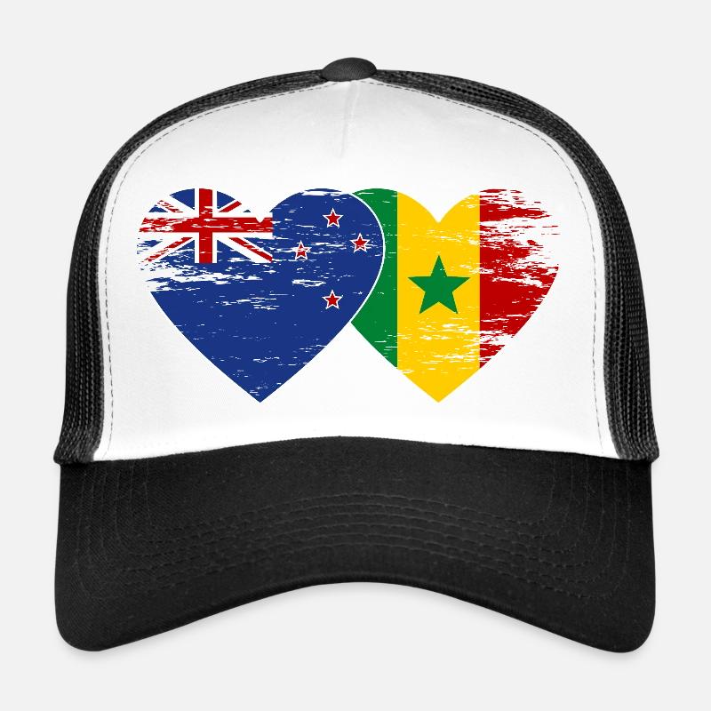 Neuseeland Senegal Flagge Herz Trucker Cap