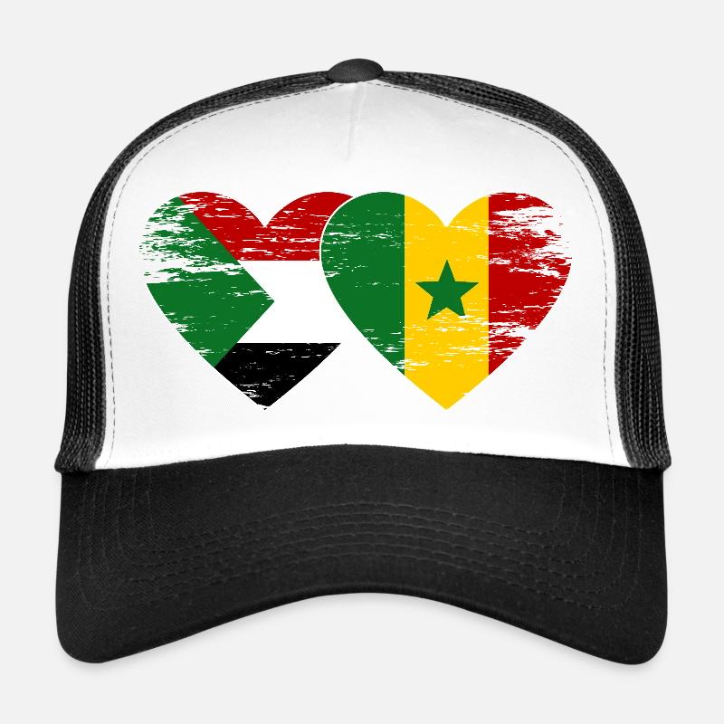Sudan Senegal Flag Heart Trucker Cap