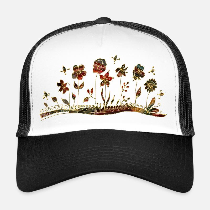 Blumen - Trucker Cap - Weiß/Schwarz