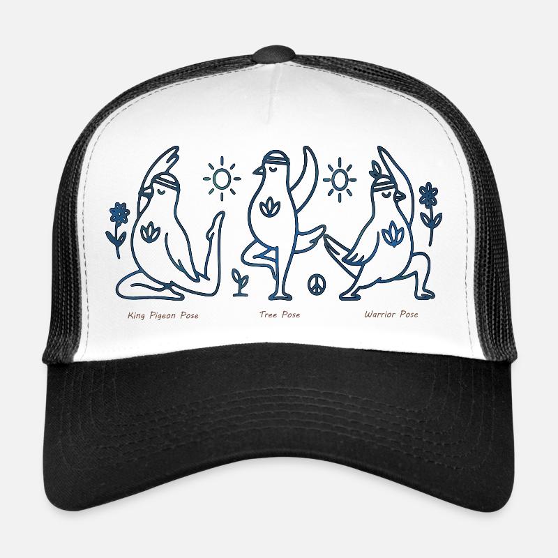 Three Penguins in Yoga Boho Peace - Trucker Cap - white/black