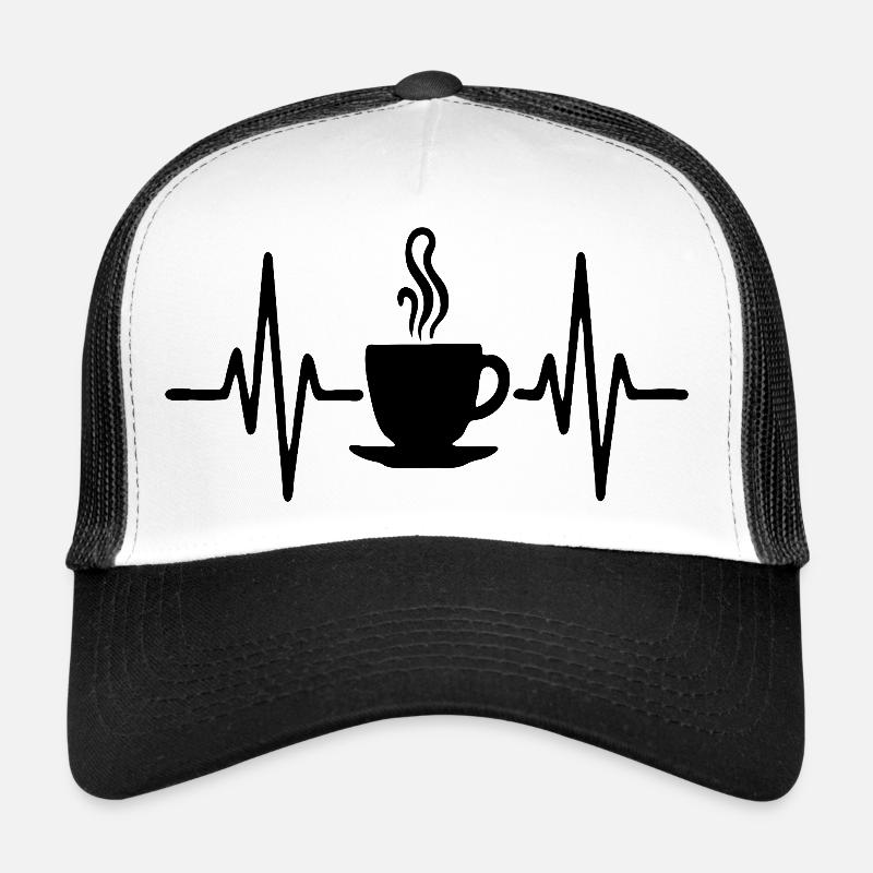 Broken Heart Coffee Cup Minimalist Line Design Trucker Cap