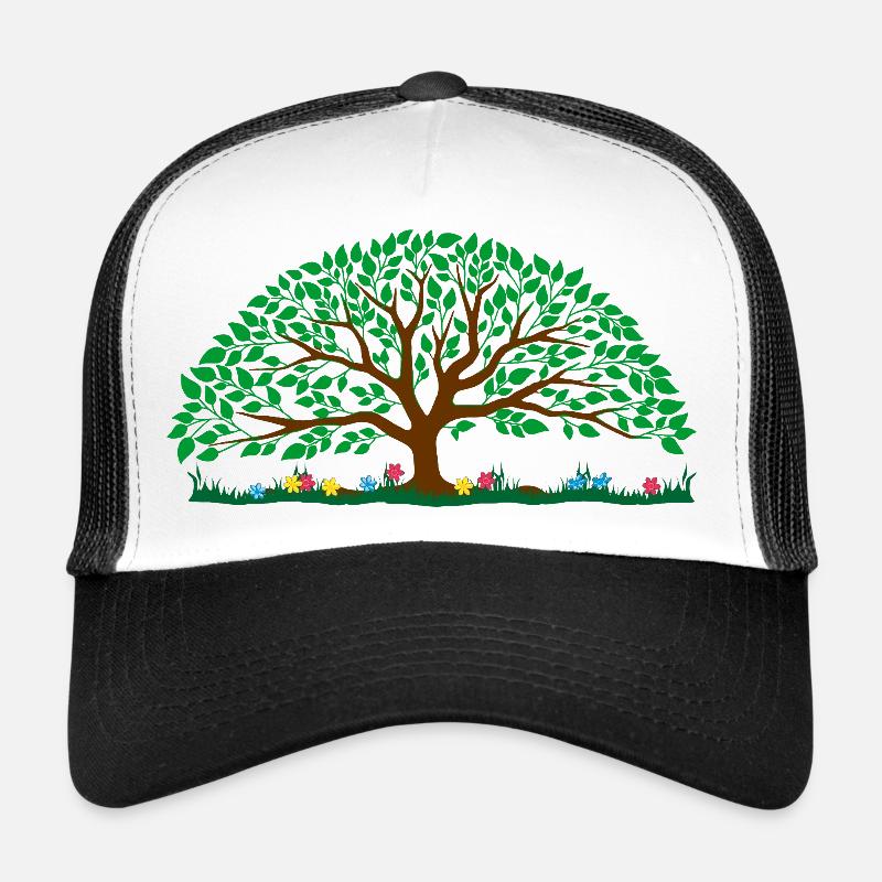 Arbre coloré – tronc brun avec feuilles vertes Casquette trucker 