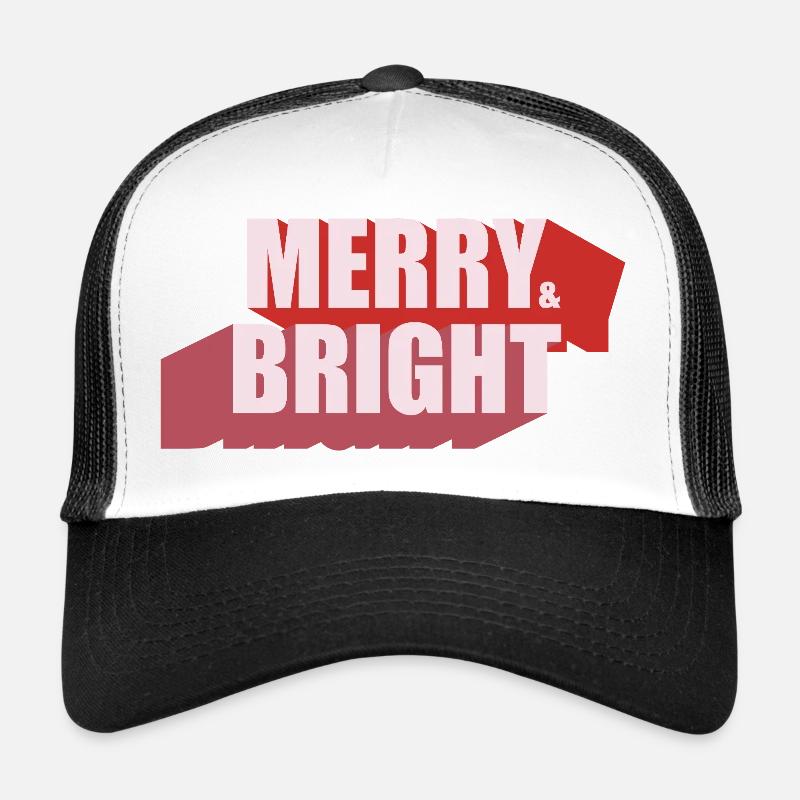 Merry and Bright Retro Christmas - Trucker Cap - white/black