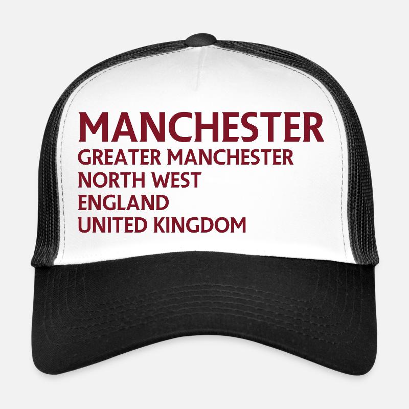 Manchester Name Stack Typography Trucker Cap