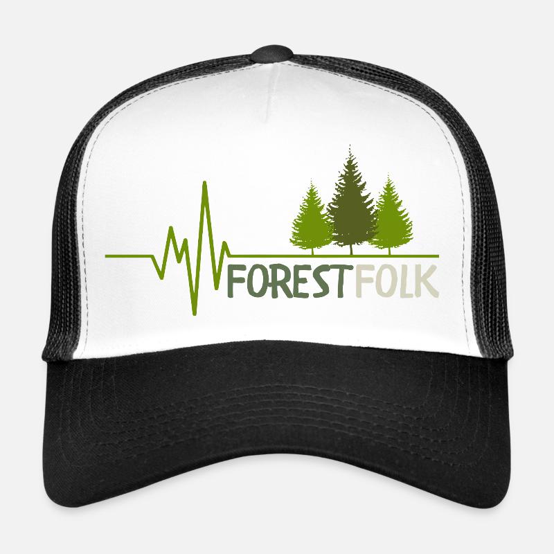 Forest Folk Logo mit Herzschlag - Trucker Cap - Weiß/Schwarz
