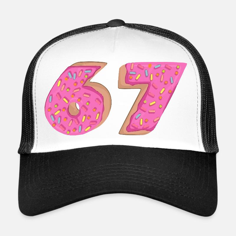 67 - Sixty Seven Number 67 Donut I-ce Cream Meme - Trucker Cap - Weiß/Schwarz