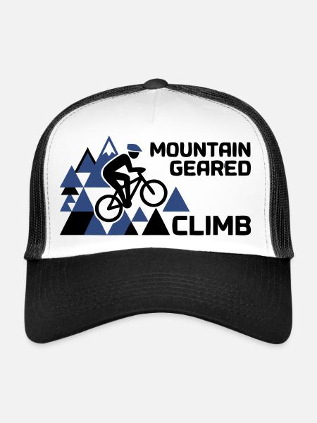Mountain Bike Climb Mountains Saying - Trucker Cap - white/black - Front