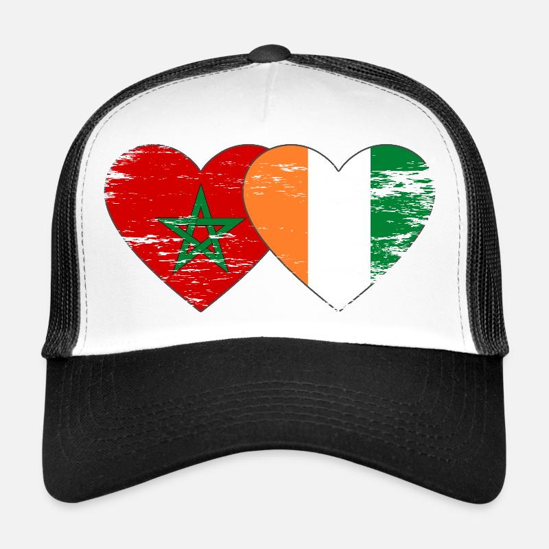 Elfenbeinküste Marokko Flagge Herz used Trucker Cap
