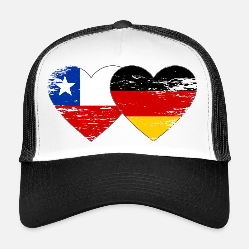 Chile Germany Flag Heart Trucker Cap