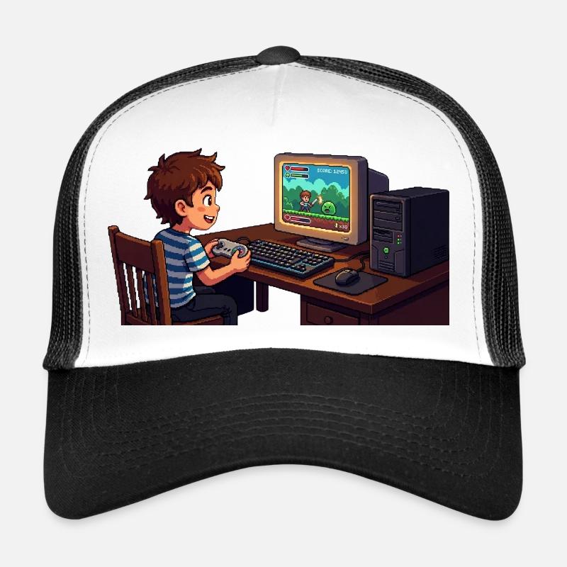 Retro gamer child on PC Trucker Cap