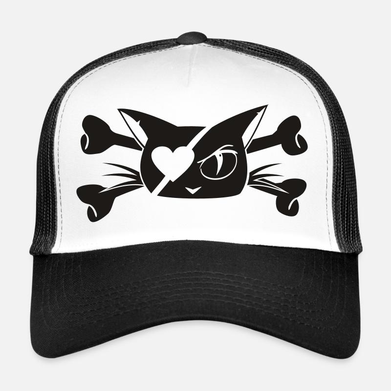 Pirate-Kitty 01 - Trucker Cap - Weiß/Schwarz